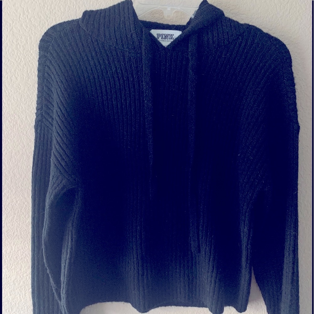 Victoria Secret PINK Black Hooded Sweater NEW